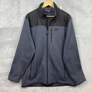 Helly Hansen Full Zip Jacket Men’s 2XL Blue Black Fleece Lined Outdoor Casual